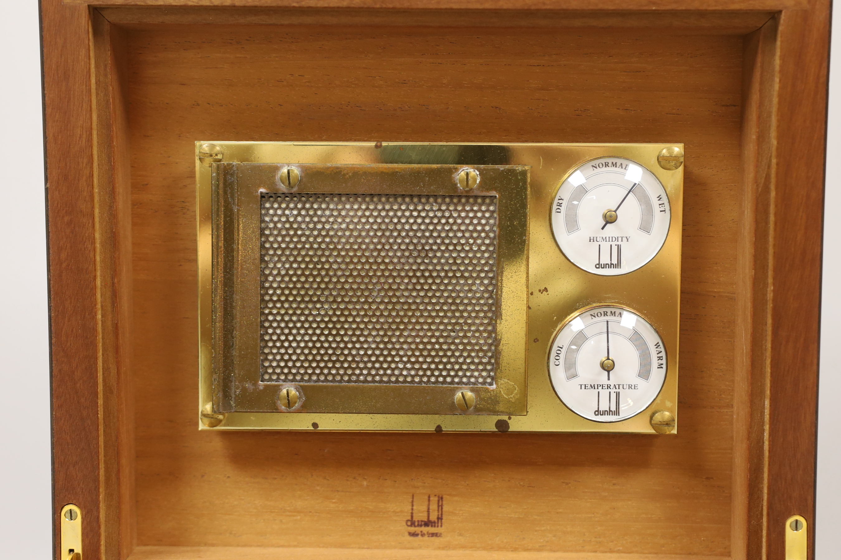 A Dunhill Indian rosewood humidor and implements